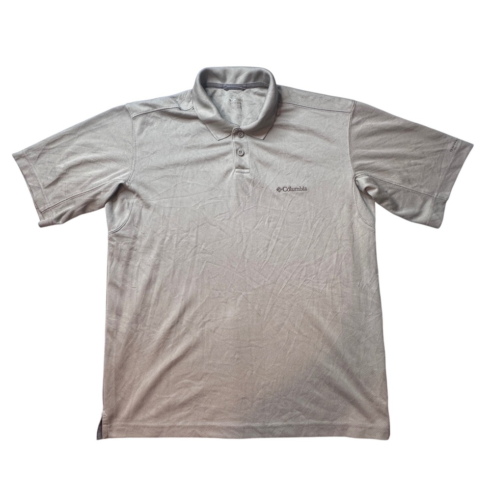 Columbia Polo Shirt Mens Large Tan Omni-Shade Pique Short Sleeve Outdoor AM2781‎